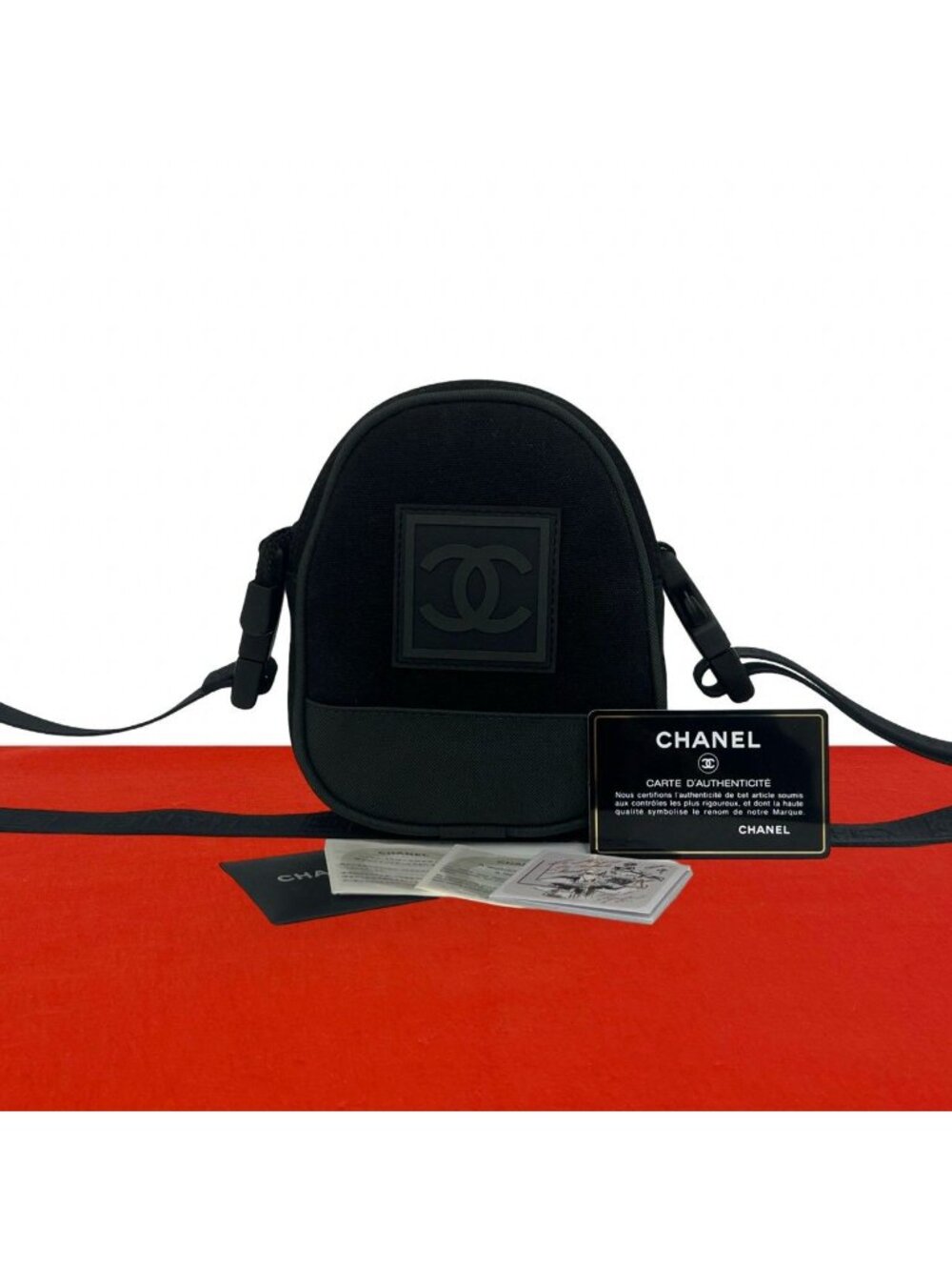 Chanel Sports Line CC Logo Canvas Nylon Shoulder Bag Black